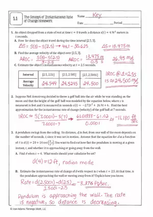 1.1 Practice Key Concept of Instantaneous Rate