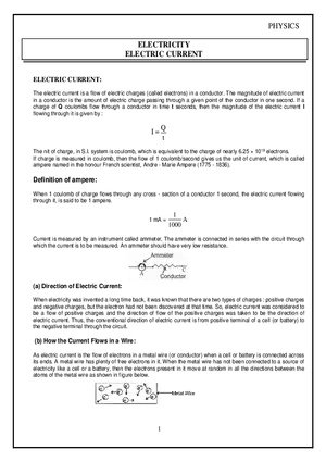 Electricity Electric Current