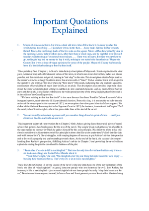 To Kill a Mockingbird Important Quotations Explained