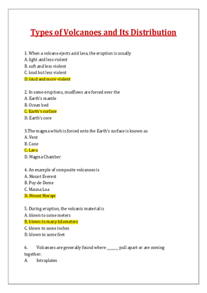 Types of Volcanoes and Its Distribution