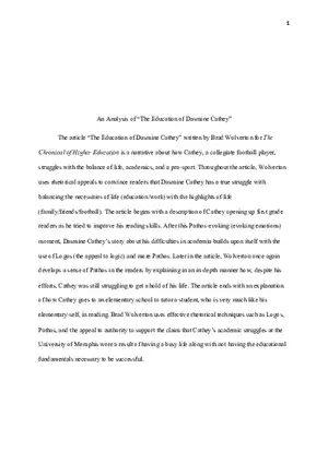 An Analysis of The Education of Dasmine Cathey