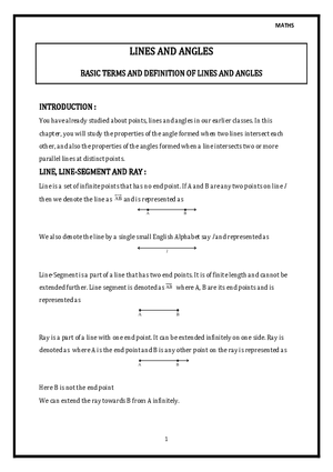 Basic Terms and Definition of Lines and Angles