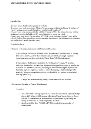 Argumentative Speech Keyword Outline