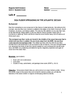 Sea Floor Spreading in the Atlantic Ocean