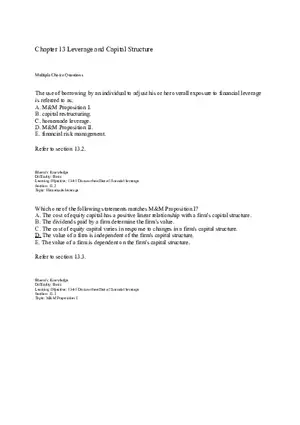 Chapter 13 Leverage and Capital Structure