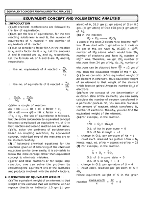 Equivalent Concept and Volumentric Analysis