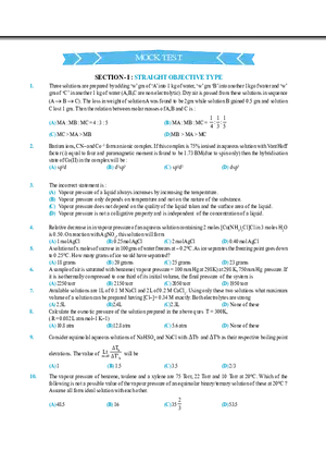 Solution and Colligative Properties Mock Test