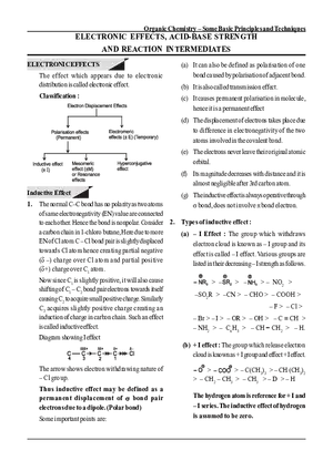 Electronic Effects, Acid-Base Strengthand Reaction Intermediates