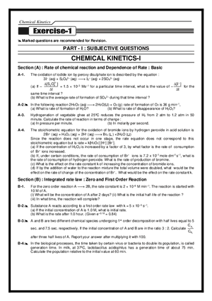 Chemical Kinetics Exercises