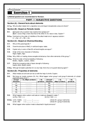 s-Block Elements Exercises
