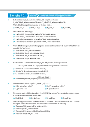 Redox Reaction and Equivalent Concept Exercise # 2