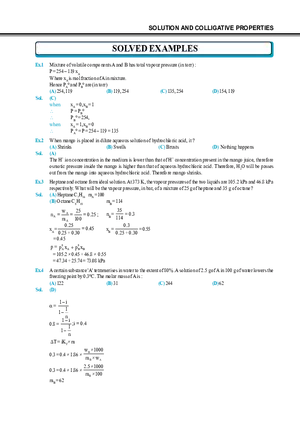 Solution and Colligative Properties Solved Examples