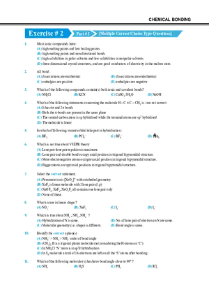 Chemical Bonding Exercise # 2