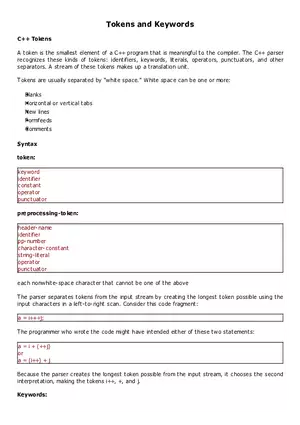 C++ Tokens