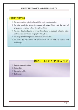 Unit V Photonics and Fiber Optics