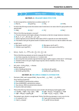 Transition Elements Mock Test