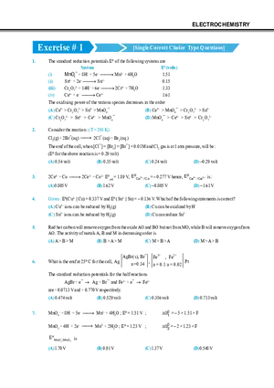 Electrochemistry Exercise # 1