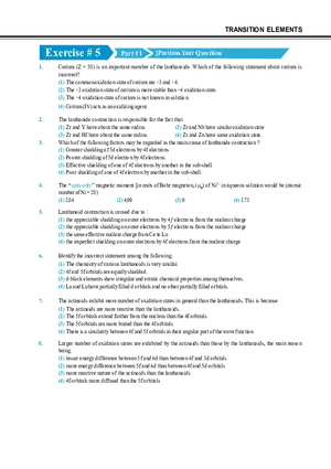 Transition Elements Exercise # 5