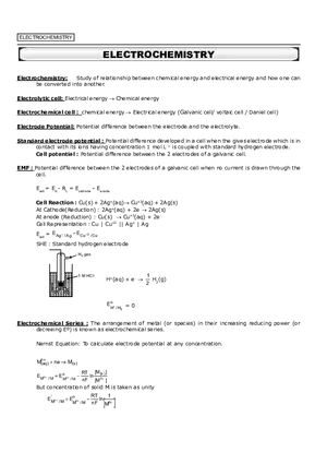 Electrochemistry Notes