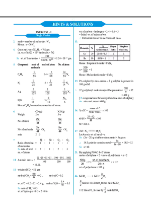 Mole Concept Hints & Solutions
