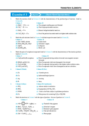 Transition Elements Exercise # 3