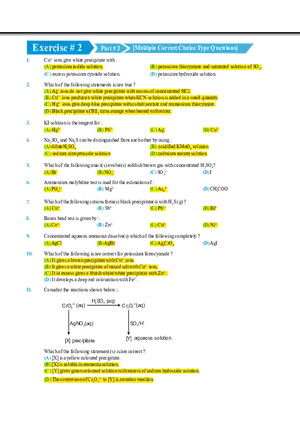 Salt Analysis and Qualitative Analysis  Exercise # 2