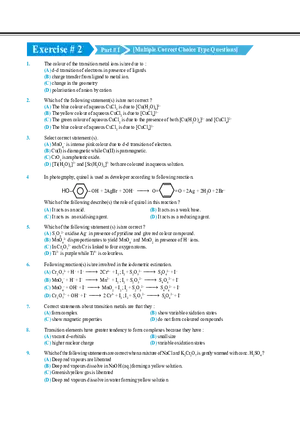 Transition Elements Exercise # 2