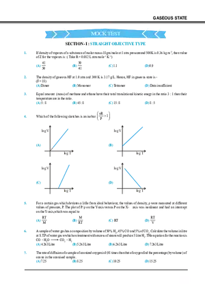 Gaseous State Mock Test