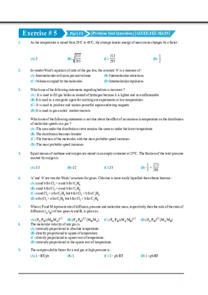 Gaseous State Exercise # 5