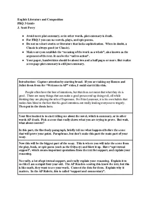 English Literature and Composition  FRQ 3 Guide