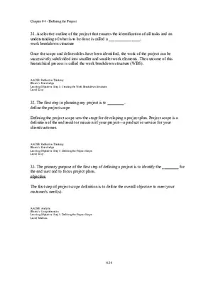 Chapter 04 Defining the Project Fill in the Blank