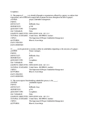 Chapter 13 Project Stakeholder Management Completion
