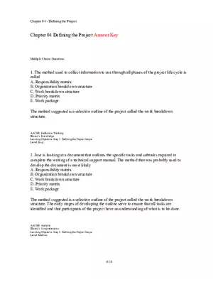 Chapter 04 Defining the Project Multiple Choice