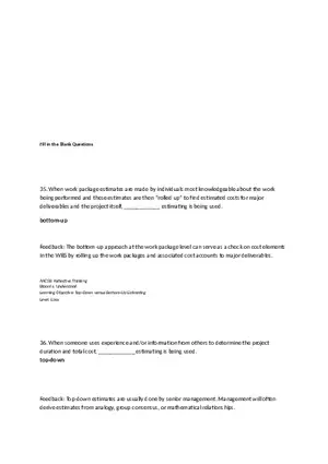 Chapter 05 Estimating Project Times and Costs Fill in the Blank