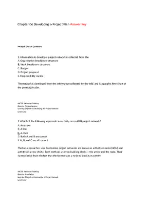 Chapter 06 Developing a Project Plan Multiple Choice