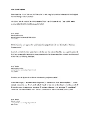 Chapter 06 Developing a Project Plan Short Answer