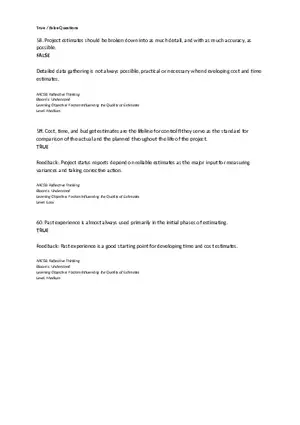 Chapter 05 Estimating Project Times and Costs True False