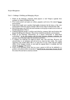 Challenge 1 Defining and Managing a Project