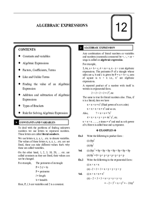 Algebraic Expressions