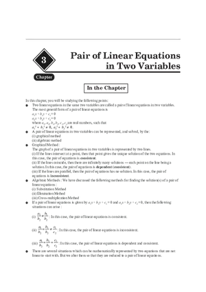 Pair of Linear Equations in Two Variables