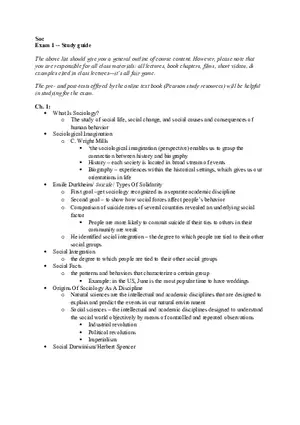 Sociology Exam 1 -- Study Guide