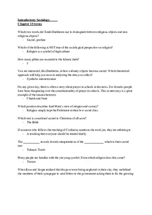 Introductory Sociology Chapter 15 Terms