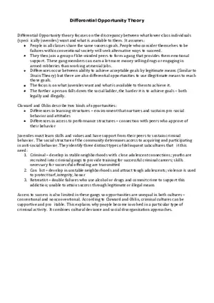 Differential Opportunity Theory