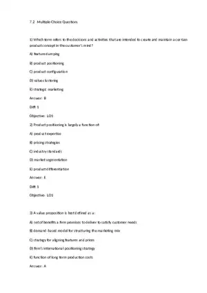 Chapter 7 Product-Selling Strategies That Add Value Multiple Choice