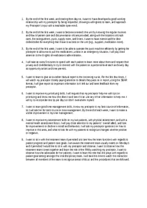 Nursing Preceptorship Objectives Examples