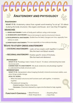 Anatomy and Physiology Short Notes