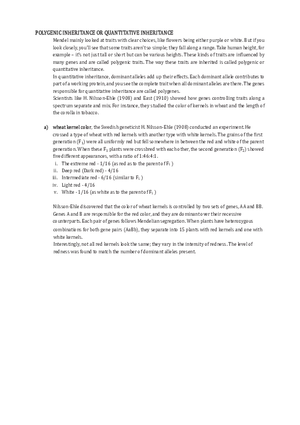 Polygenic Inheritance or Quantitative Inheritance