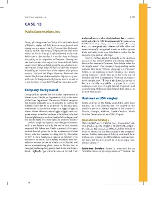 Case 13 Publix Supermarkets, Inc.