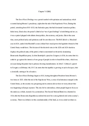 Chapter 7-8 The Era of Good Feelings