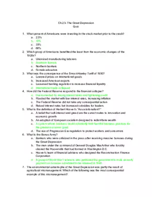 Ch.23 - The Great Depression Quiz